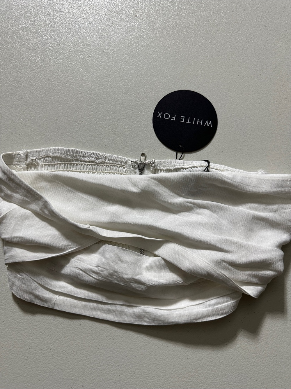 White Fox Boutique White Draped Strapless Top